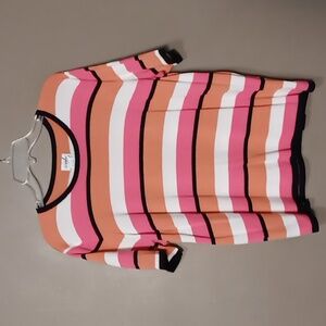 Liz Baker Orange, Pink and White Stripped Blouse X Large